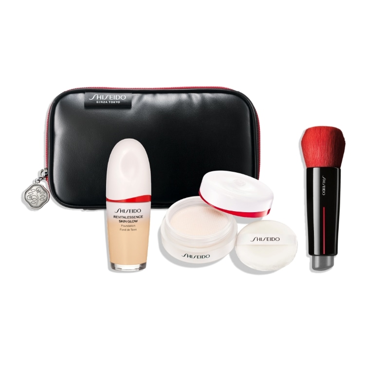 ブラシポーチキット（エッセンス スキングロウ ファンデーション＆エッセンス スキンセッティング パウダー02＆DAIYA FUDE）