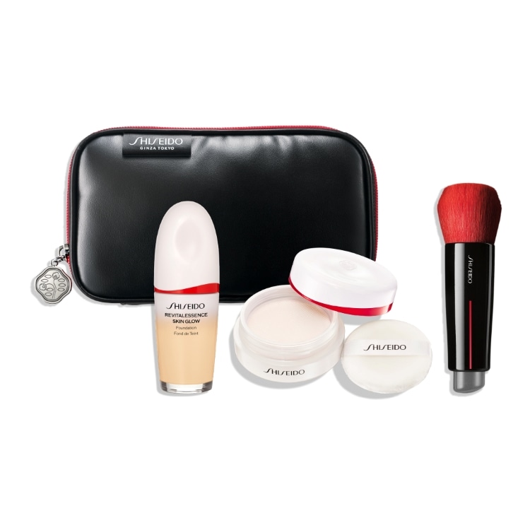 ブラシポーチキット（エッセンス スキングロウ ファンデーション＆エッセンス スキンセッティング パウダー01＆DAIYA FUDE）