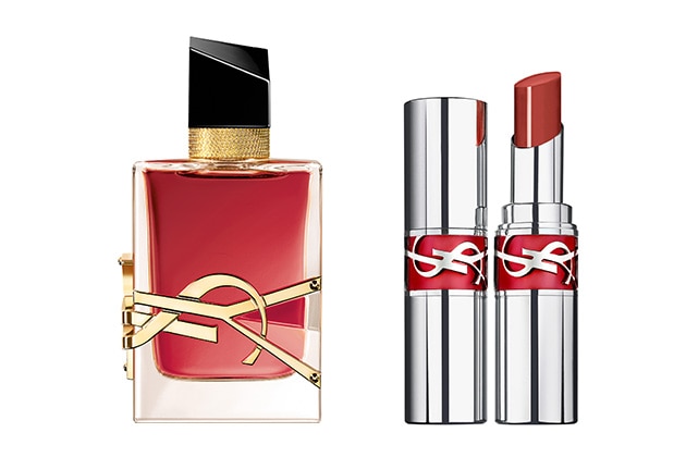 〈イヴ・サンローラン〉左から：リブレ オーデパルファム ベリークラッシュ(30mL) 税込14,300円、同(50mL) 税込20,460円、YSL ラブシャイン リップスティック ベリークラッシュ(限定1色) 税込6,050円