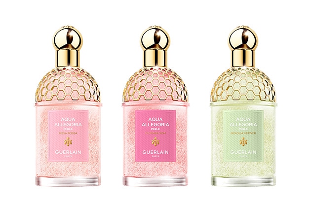 〈ゲラン〉アクア アレゴリア ペルレ(125mL)(左から：ローザロッサ、フローラブルーム、ネロリアベチバー) 各税込24,310円