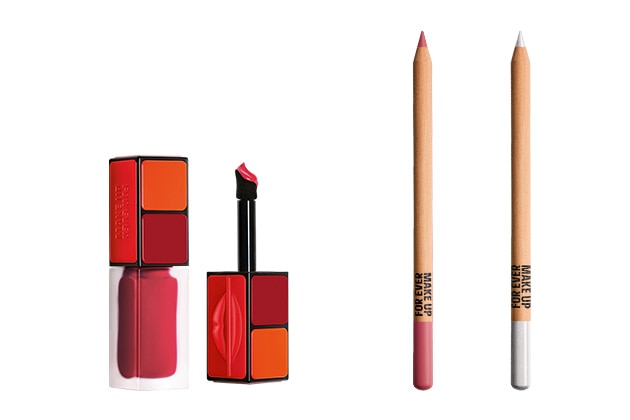 〈メイクアップフォーエバー〉左から：アーティスト リキッド カラー マット(全18色) 各税込5,060円、アーティストカラーペンシル(新12色) 各税込3,520円、同 コズミック(全12色) 各税込3,520円