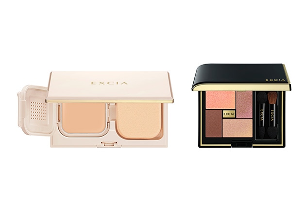 〈アルビオン〉左から：エクシア アンテリサンス ブライト リフトエマルジョン SPF50・PA++++・UV耐水性★★(全6色) 各税込14,300円／セット価格、エクシア アイカラー ヴォロンテ(新2種) 各税込6,600円