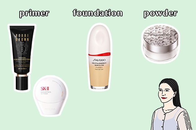 「最近は、ふんわりと肌を包んで透明感を与えるフォギーな質感にハマり中。プロのヘアメイクさんが使っているアイテムをチェックするなど、ベースメイク選びにはこだわっています」(YASACO)