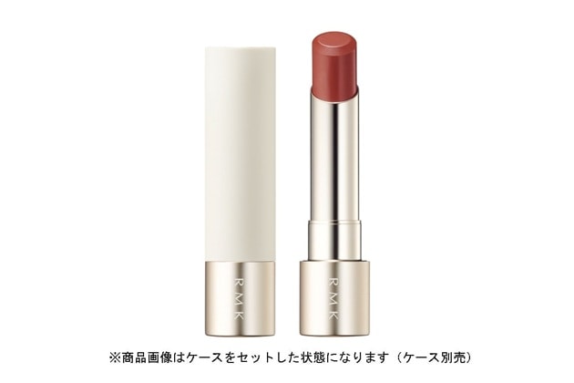〈RMK〉デューイーメルト リップカラー(12 スイート サブライム) 税込3,080円、リップカラーケース 税込1,100円
