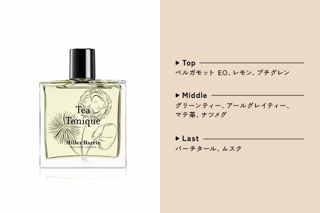 〈ミラー ハリス〉ティートニック オーデパルファム(50mL) 税込19,800円、同(100mL) 税込29,700円