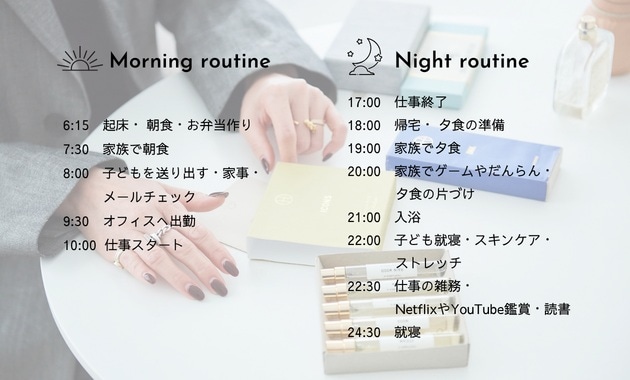 二ノ宮和佳子さんのモーニング&ナイトルーティン