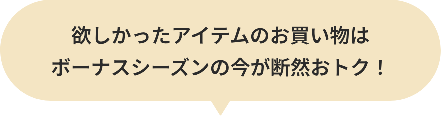 欲しかったアイテムのお買い物はボーナスシーズンの今が断然おトク！